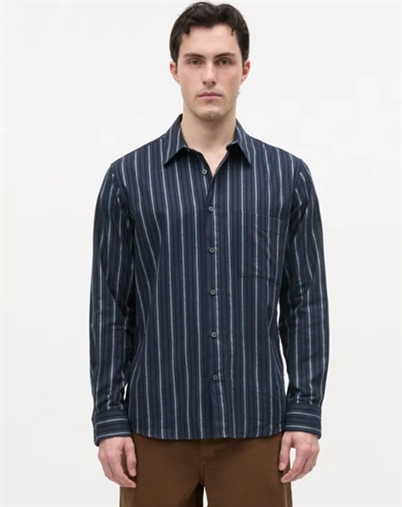 Mads Nørgaard - Flannel Stripe Sune Skjorte - Sky Captain